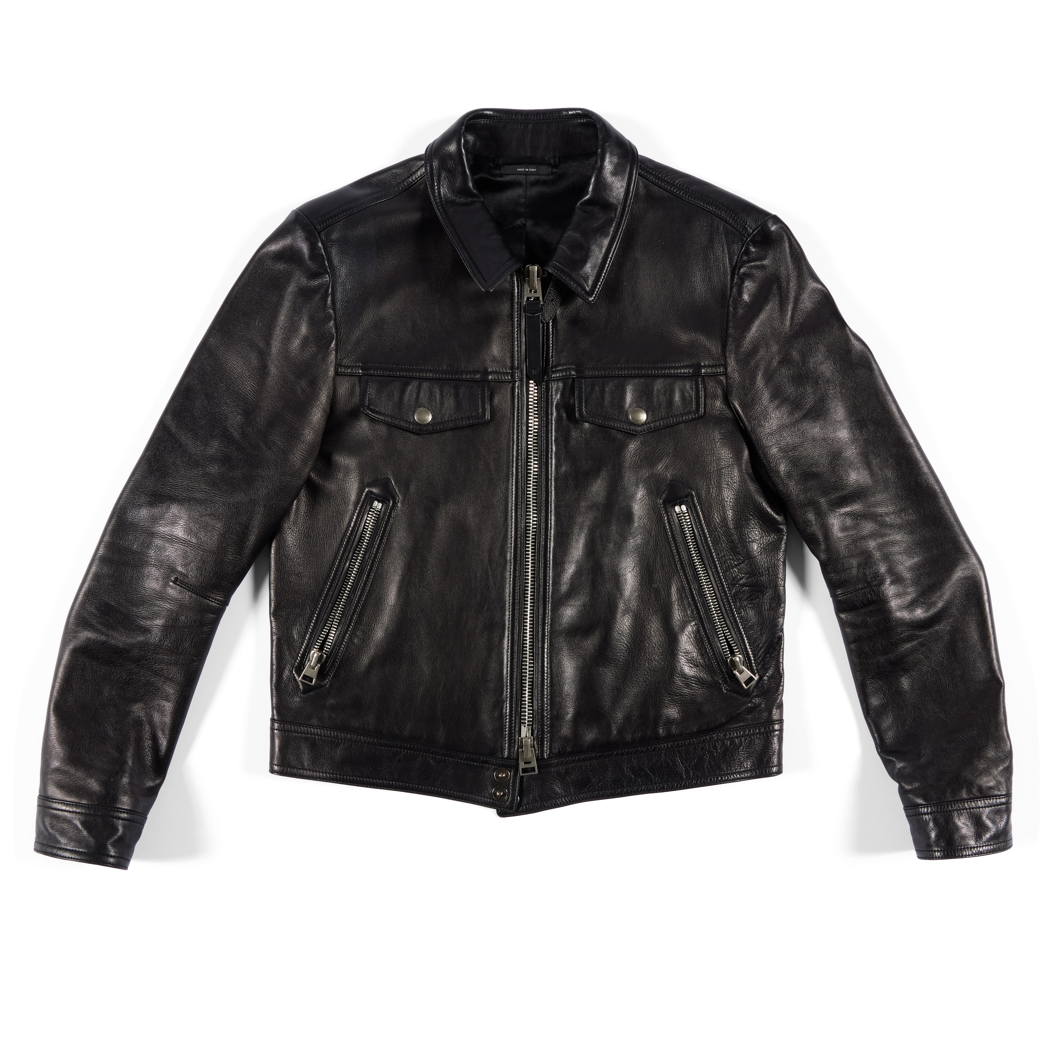 Tom Ford leather jacket, worn by Jensen Huang — record piece sold at auction