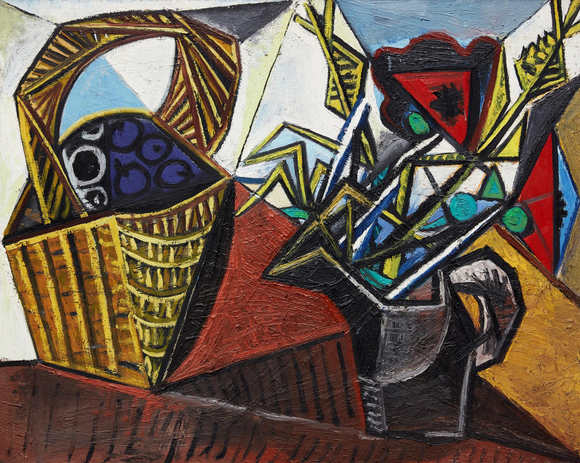 Nature morte au panier de fruits et aux fleurs